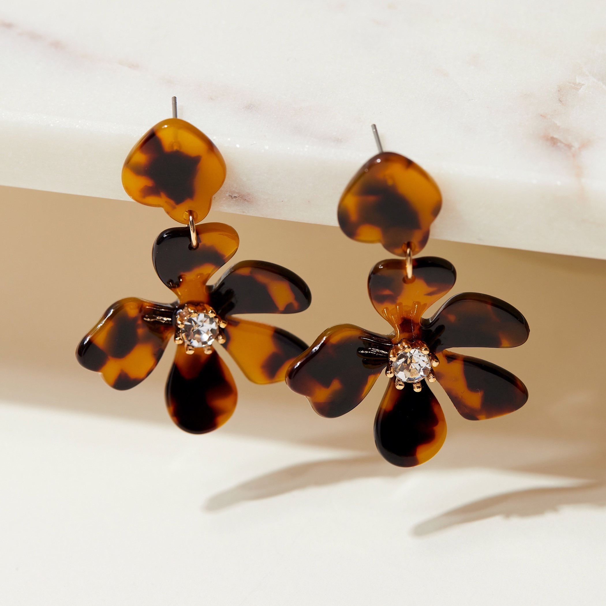 Floral Embellished Dangler Earrings with Push Back Closure-women-watchesandjewellery-jewellery-earrings-image-2