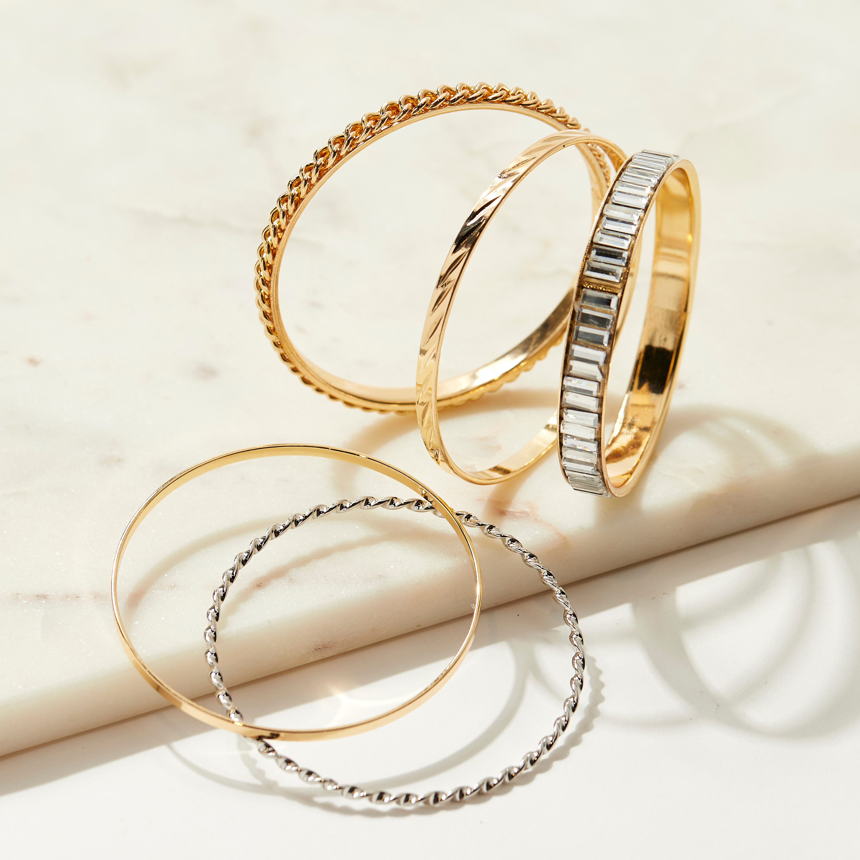 Metallic Gold Assorted Bangle - Set of 5-women-watchesandjewellery-jewellery-banglesandbracelets-image-1