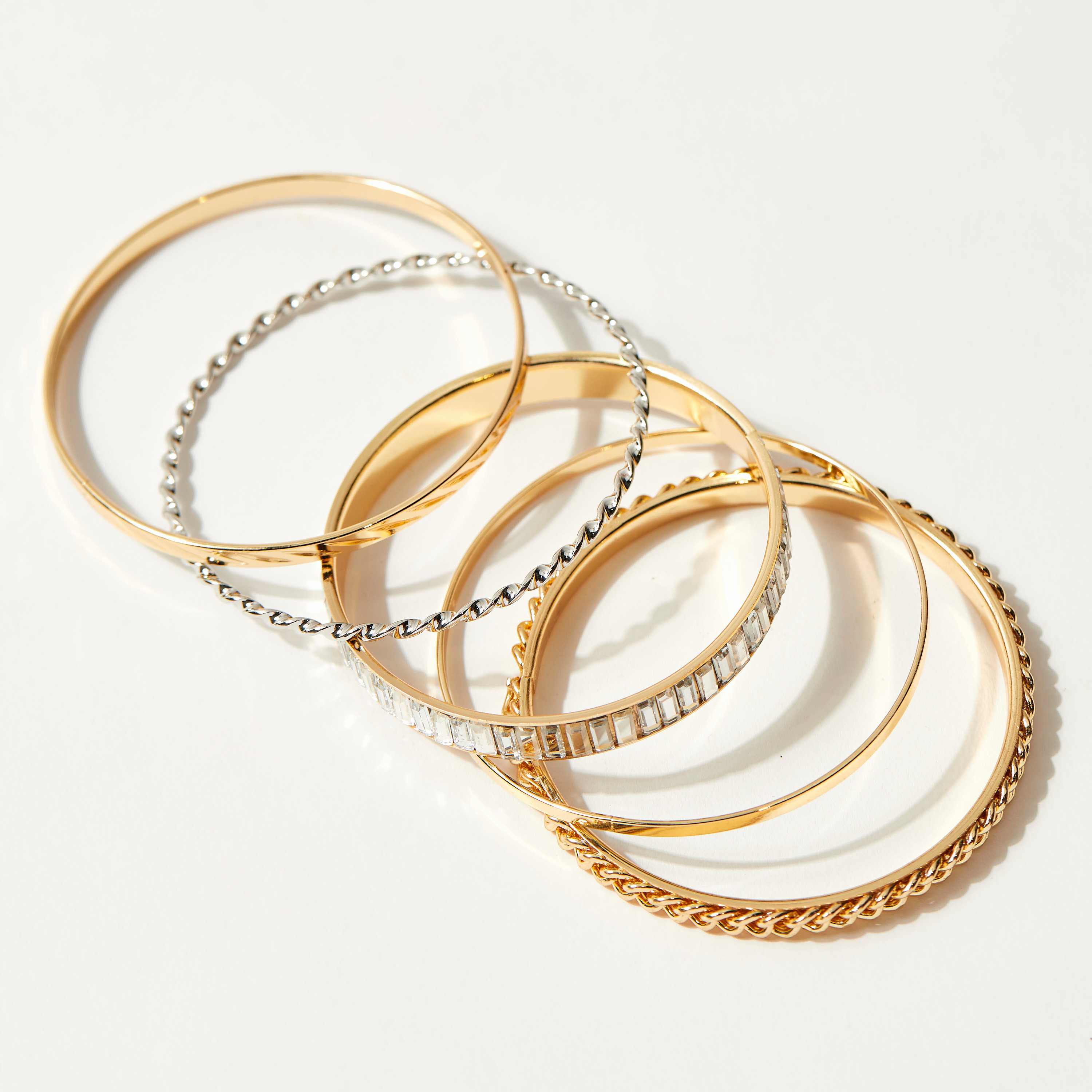 Metallic Gold Assorted Bangle - Set of 5-women-watchesandjewellery-jewellery-banglesandbracelets-image-2