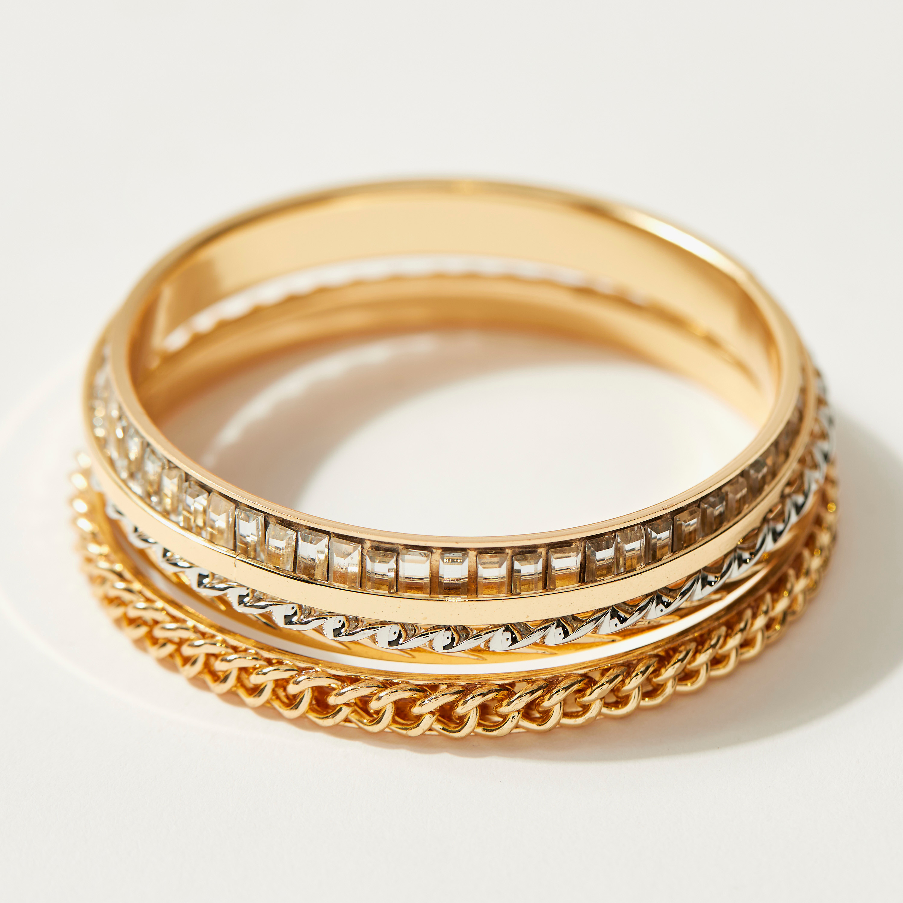 Metallic Gold Assorted Bangle - Set of 5-women-watchesandjewellery-jewellery-banglesandbracelets-image-3