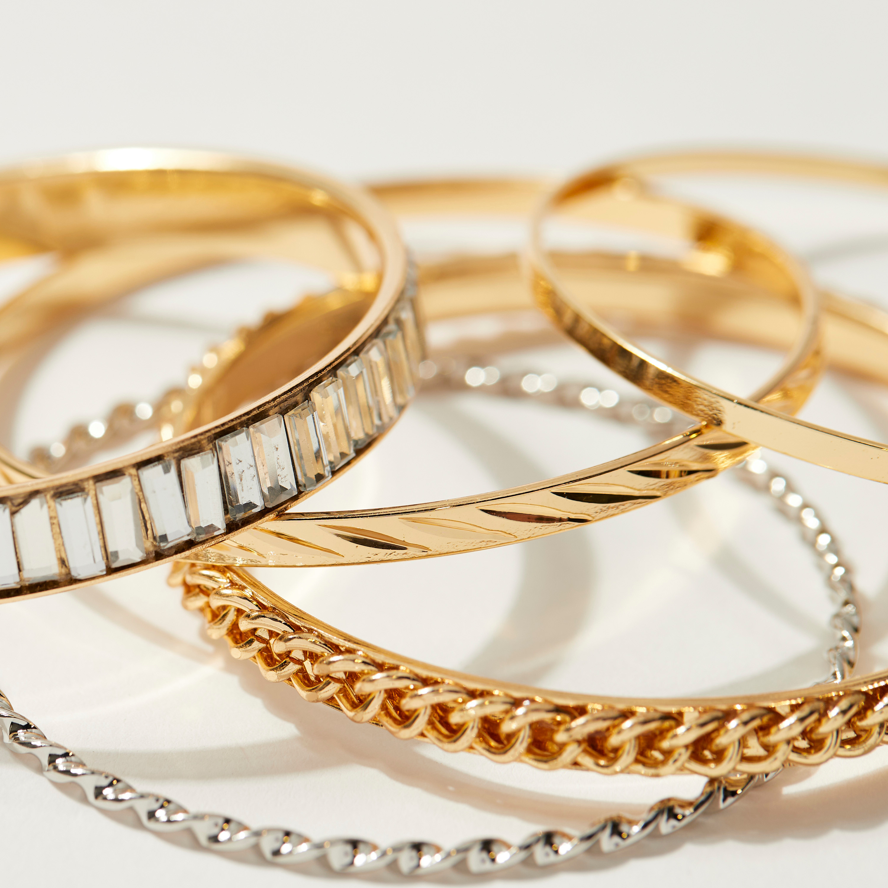 Metallic Gold Assorted Bangle - Set of 5-women-watchesandjewellery-jewellery-banglesandbracelets-image-4
