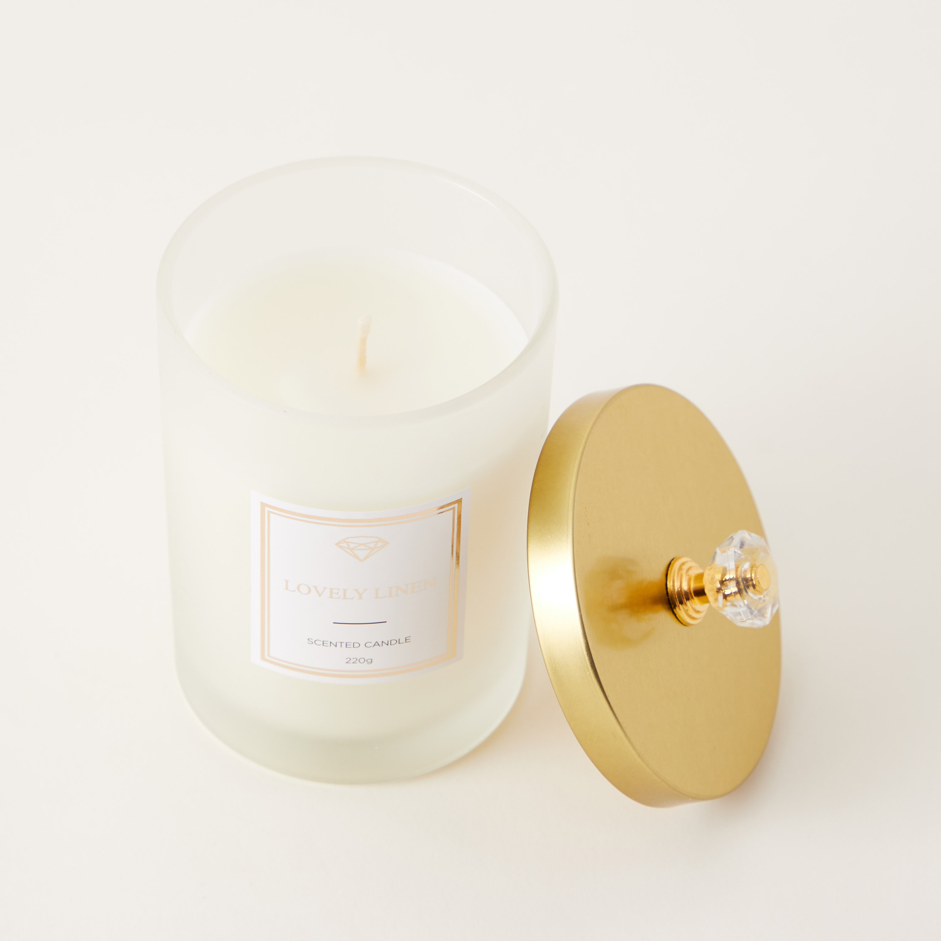 Lovely Linen Painted Matte Jar Candle with Metal Lid - 220 gms-household-homefragrance-candles-image-1