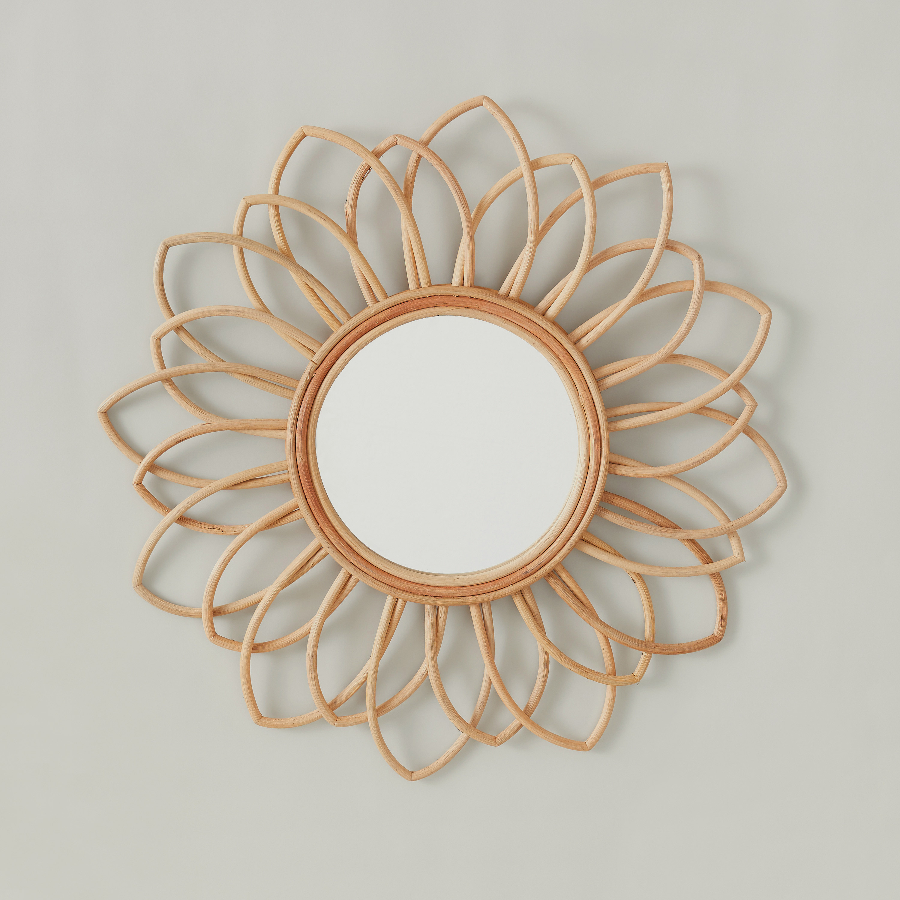 Rattan Round Mirror - 35x16x60 cms-household-walldecorandmirrors-mirrors-wallmirrors-image-1