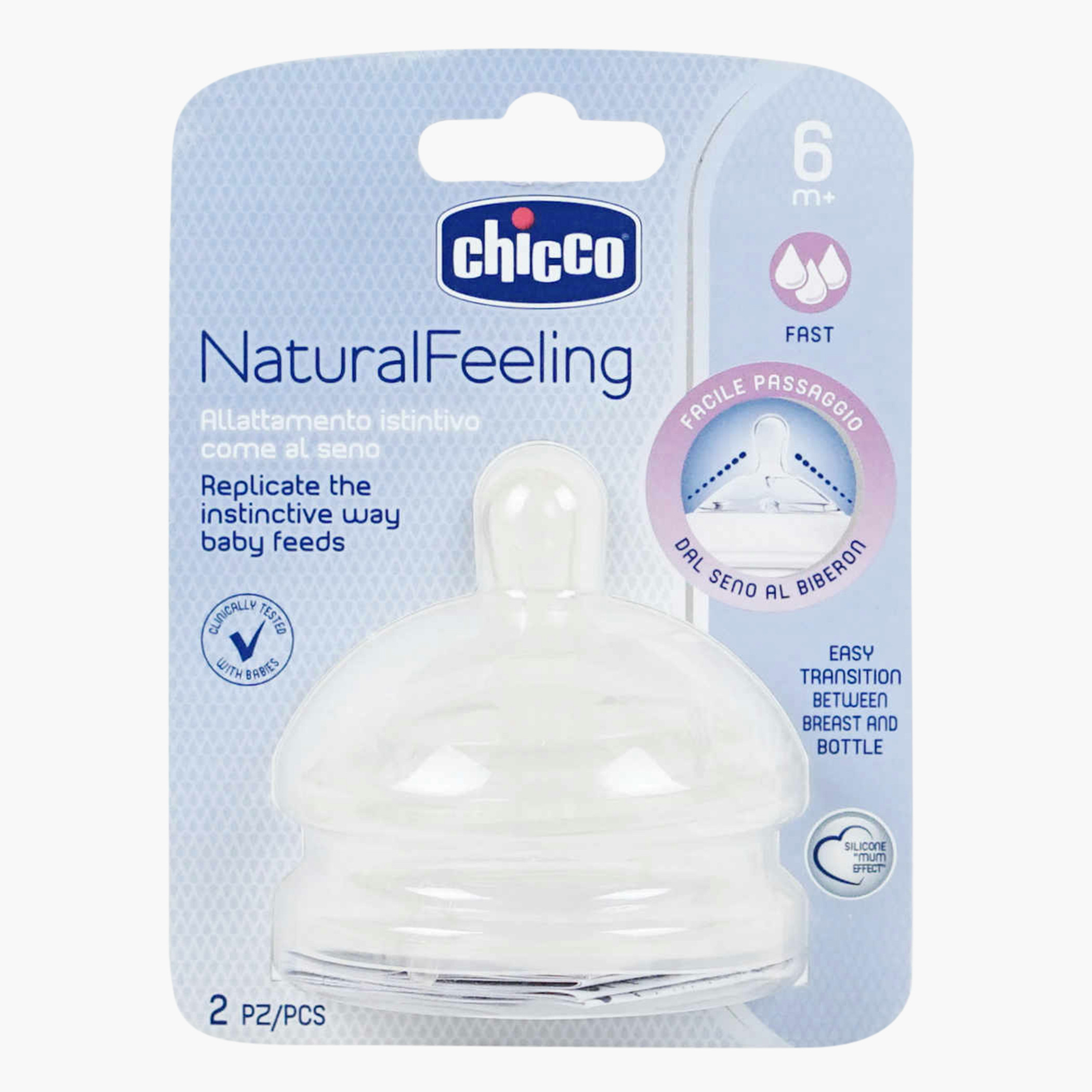 Chicco Natural Feeling 2-Piece Teat - 6+months-baby-feeding-feedingbottles-bottlesandteats-image-1