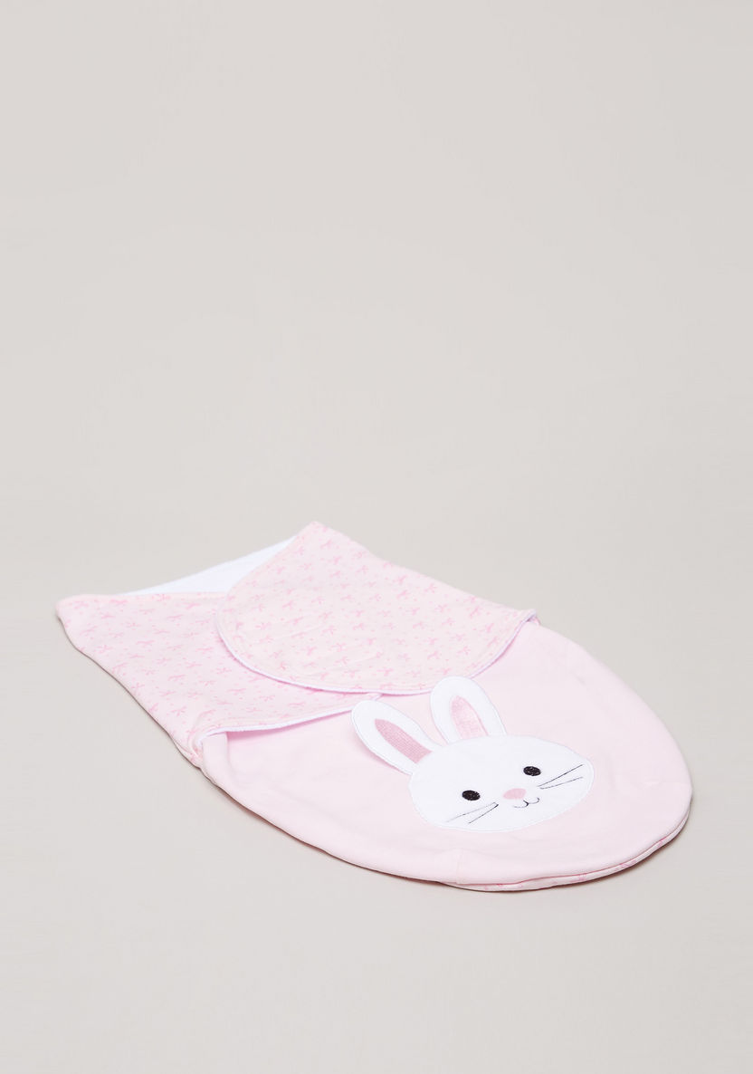 Juniors Printed Baby Cuddle Wrap with Bunny Applique-Swaddles and Sleeping Bags-image-0