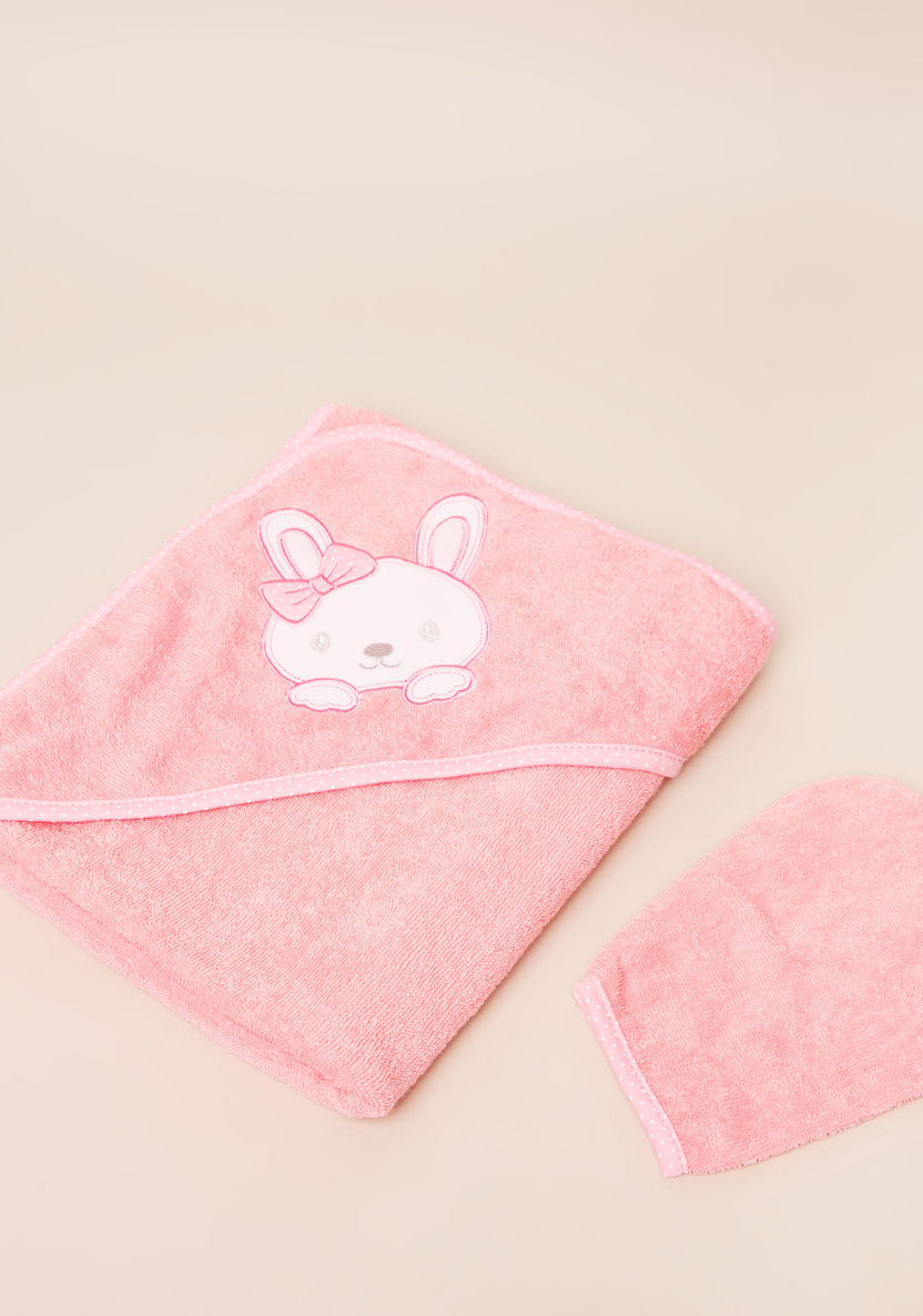 Juniors Embroidered Hooded Towel with Mitten - 75x90 cms-Towels and Flannels-image-0