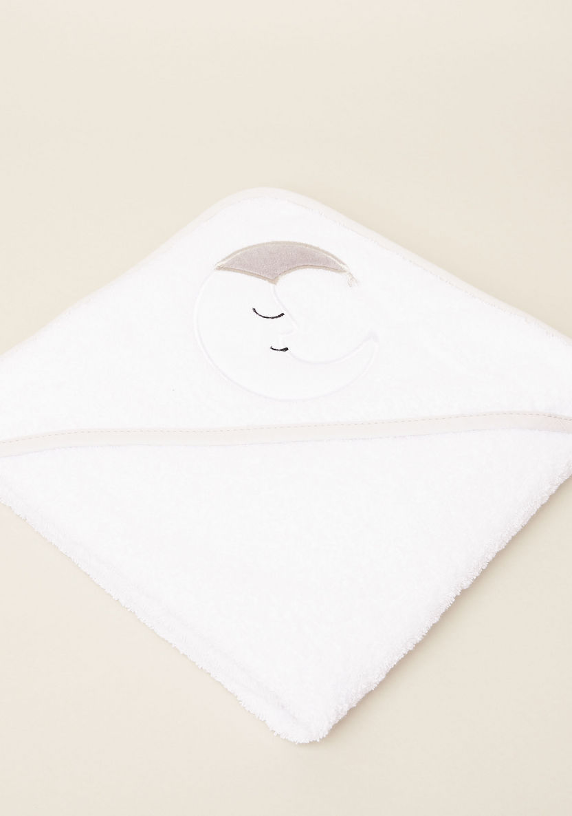 Juniors Moon Embroidered Towel with Hood - 80x80 cms-Towels and Flannels-image-0