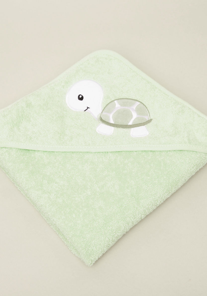 Juniors Turtle Embroidered Towel with Hood - 80x80 cms-Towels and Flannels-image-0