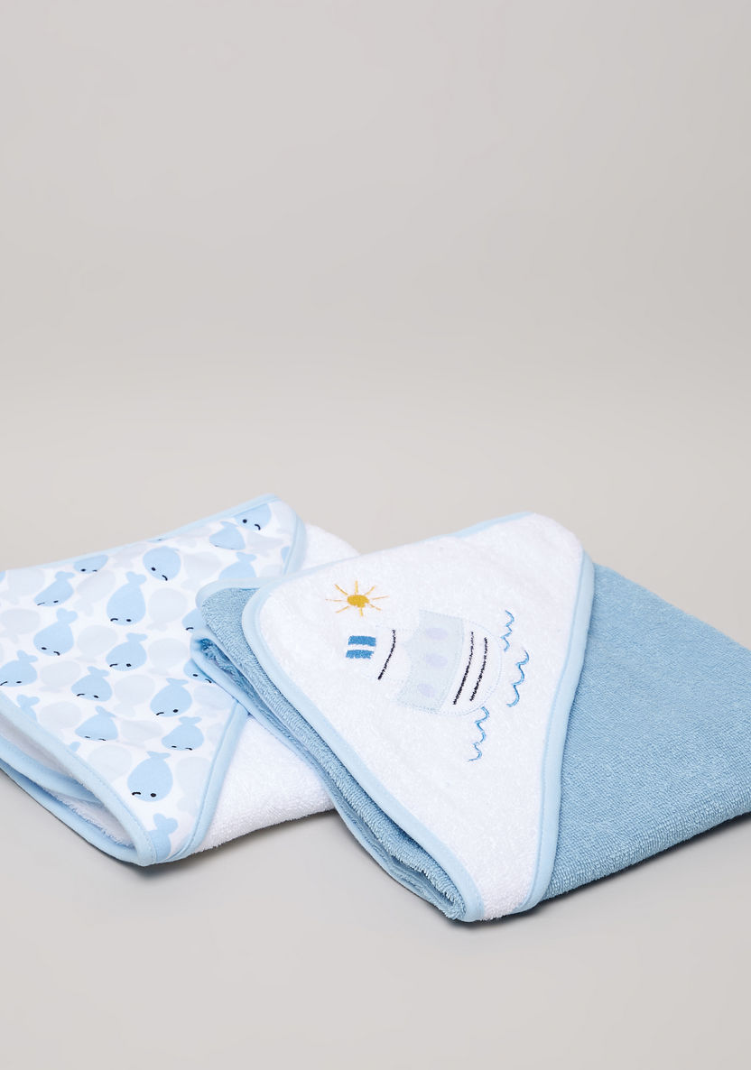 Juniors Textured 2-Piece Hooded Towel - 75x75 cms-Towels and Flannels-image-0