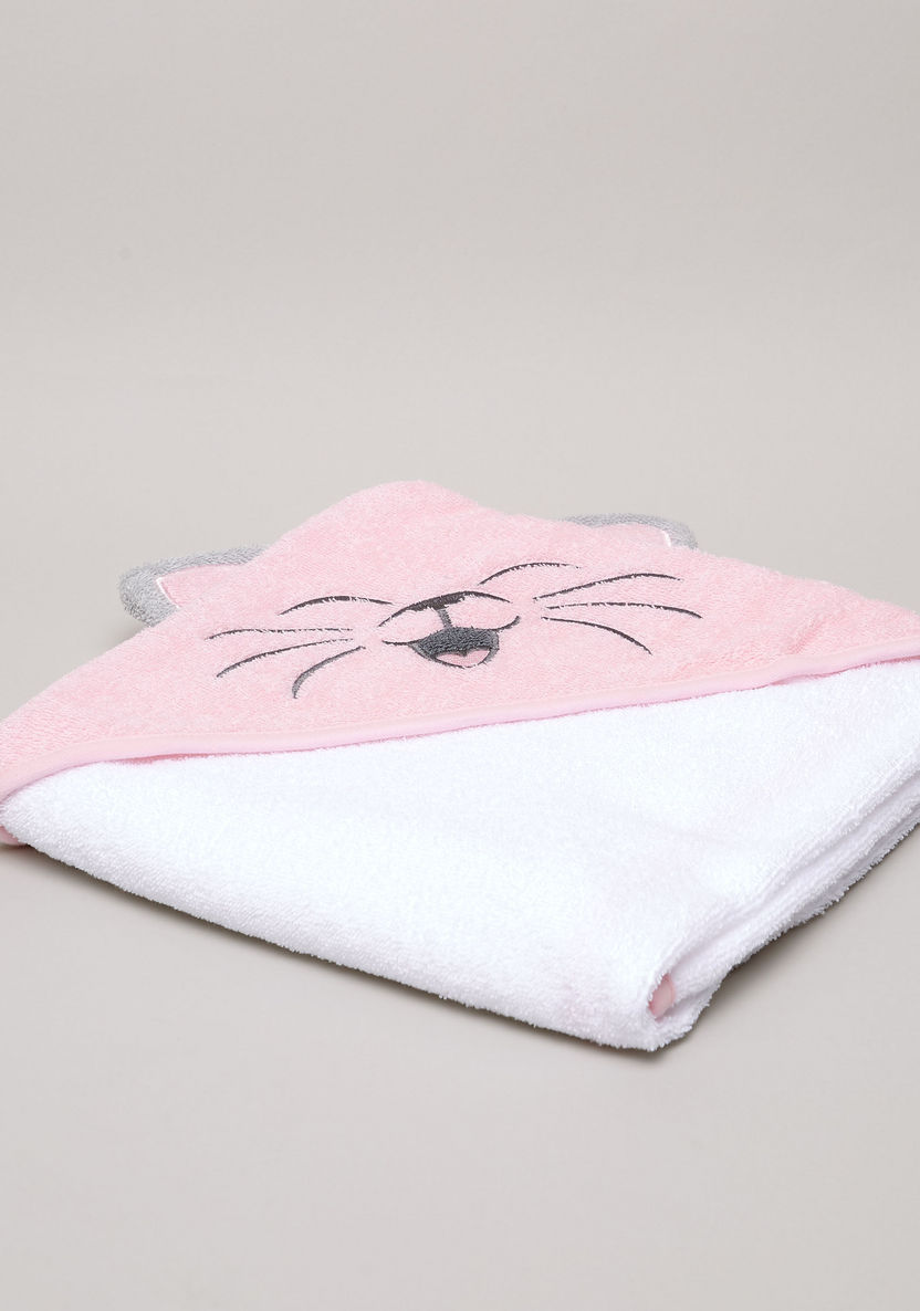 Juniors Cat Embroidered Hooded Towel - 80x80 cms-Towels and Flannels-image-0