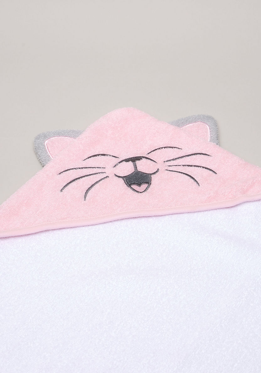 Juniors Cat Embroidered Hooded Towel - 80x80 cms-Towels and Flannels-image-1