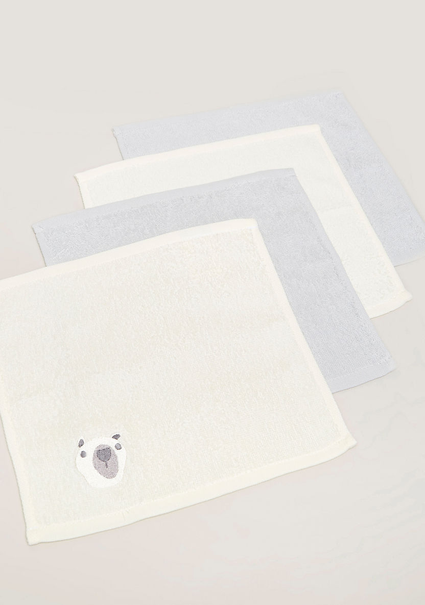 Juniors Embroidered 4-Piece Wash Cloth Set - 26x26 cms-Towels and Flannels-image-0