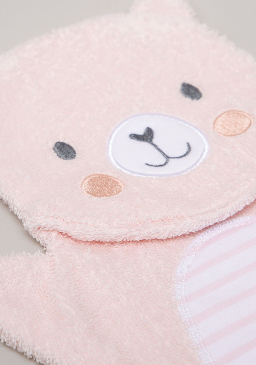 Juniors Striped Hood Towel and Bear Mitten Muppet - 75x75 cms-Towels and Flannels-image-1