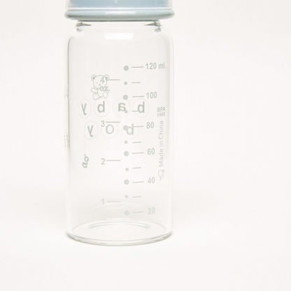Giggles Printed Glass Feeding Bottle with Cover - 120 ml