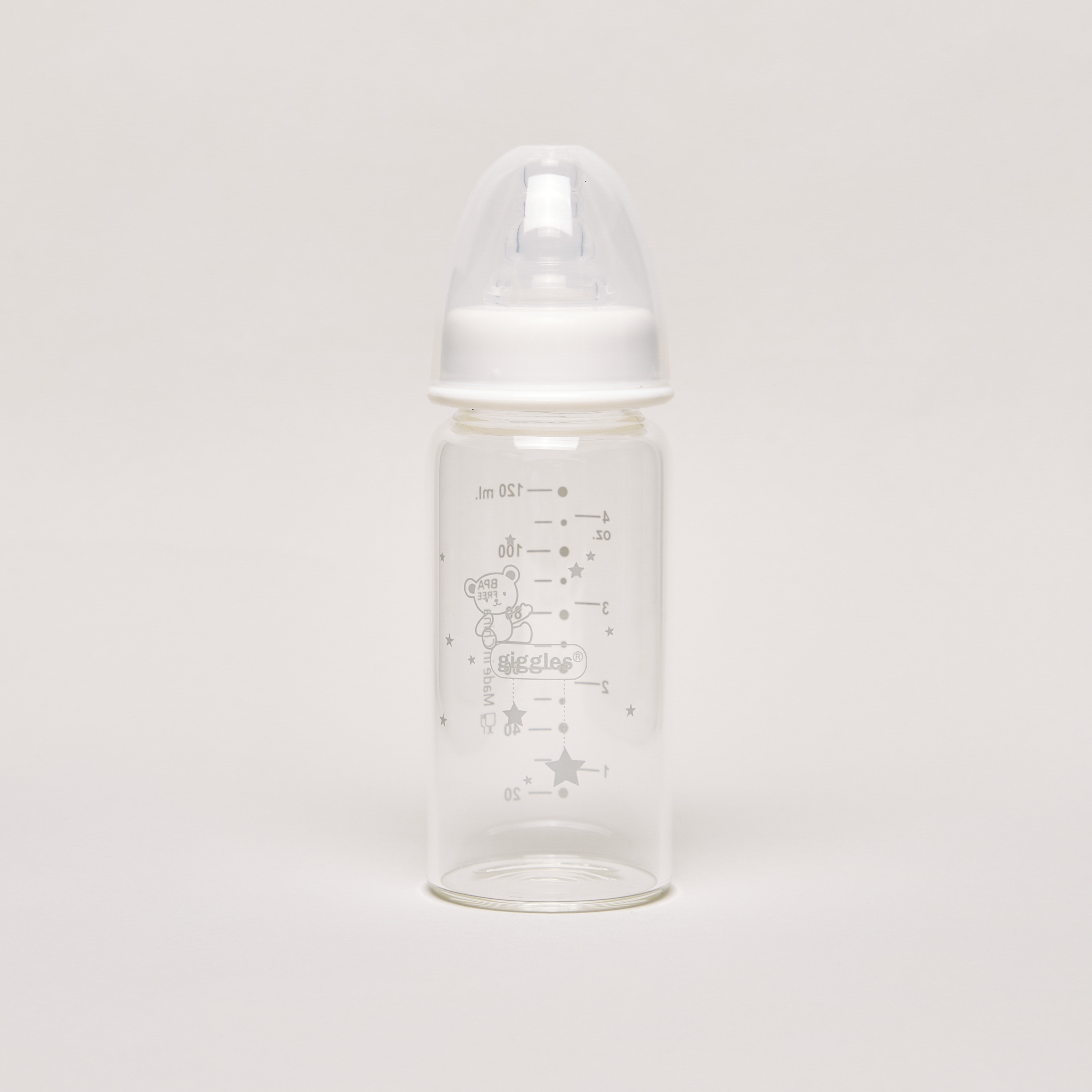 Giggles Printed Glass Feeding Bottle - 120 ml-baby-feeding-feedingbottles-bottlesandteats-image-1