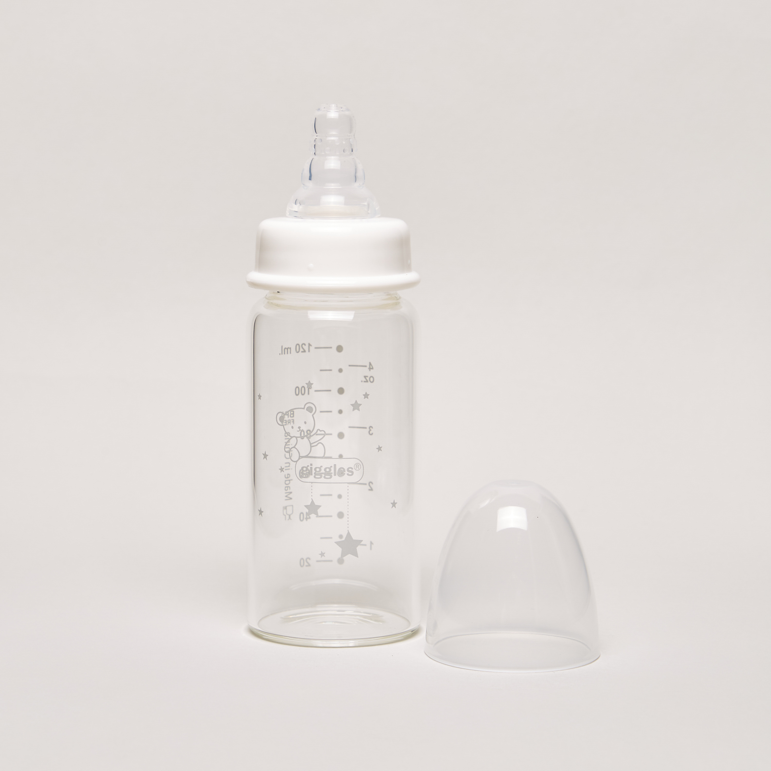 Giggles Printed Glass Feeding Bottle - 120 ml-baby-feeding-feedingbottles-bottlesandteats-image-2
