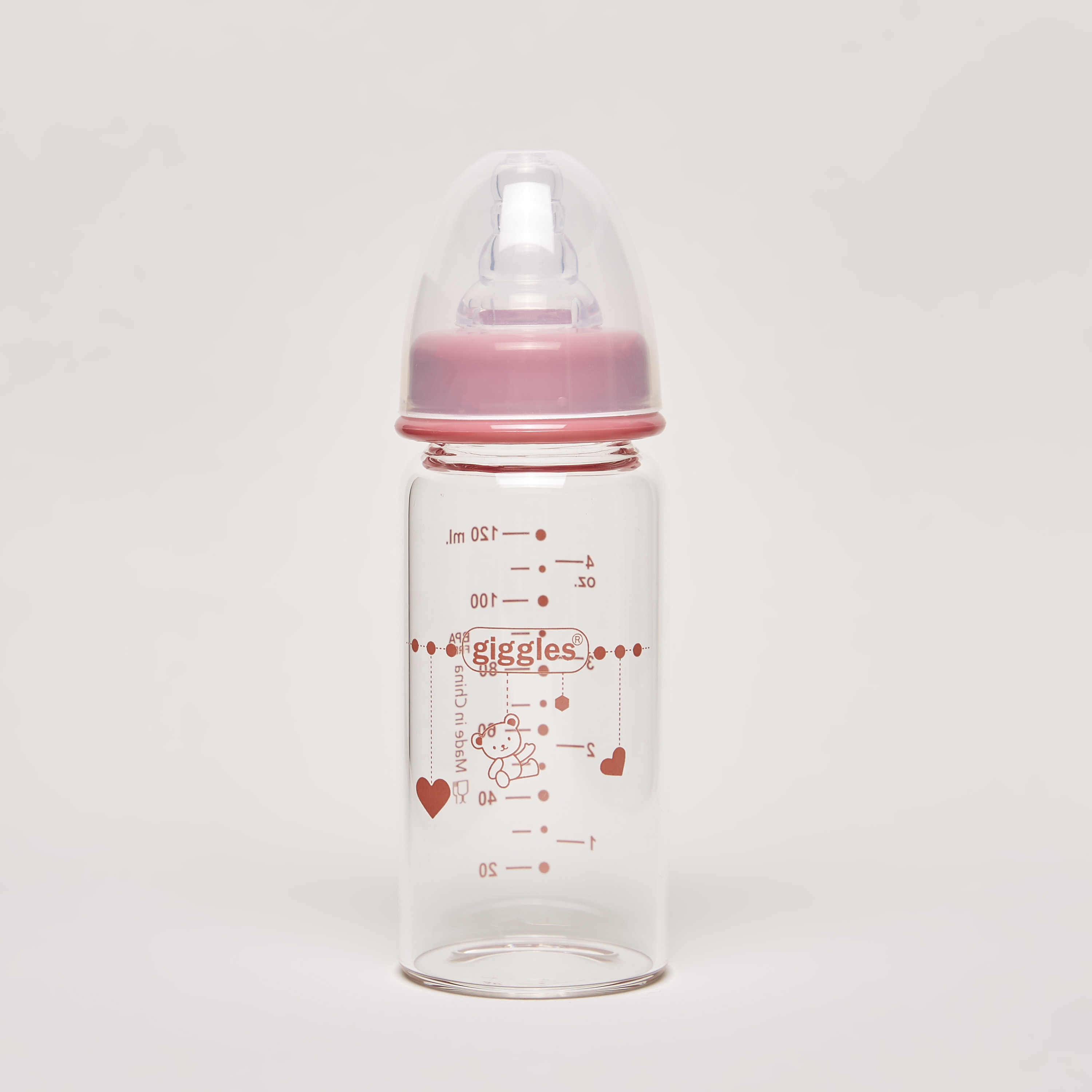 Giggles Printed Glass Feeding Bottle - 120 ml-baby-feeding-feedingbottles-bottlesandteats-image-1