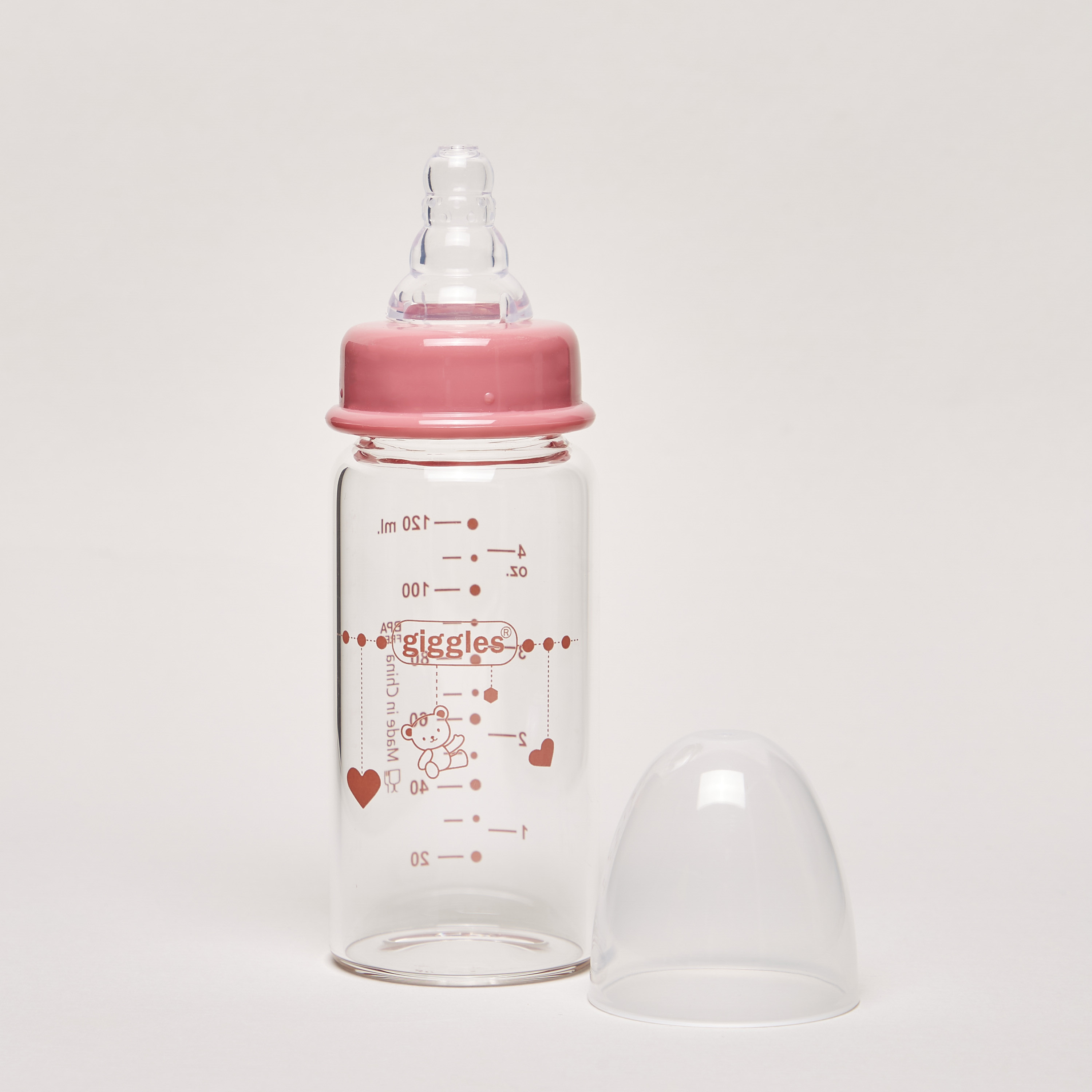 Giggles Printed Glass Feeding Bottle - 120 ml-baby-feeding-feedingbottles-bottlesandteats-image-2