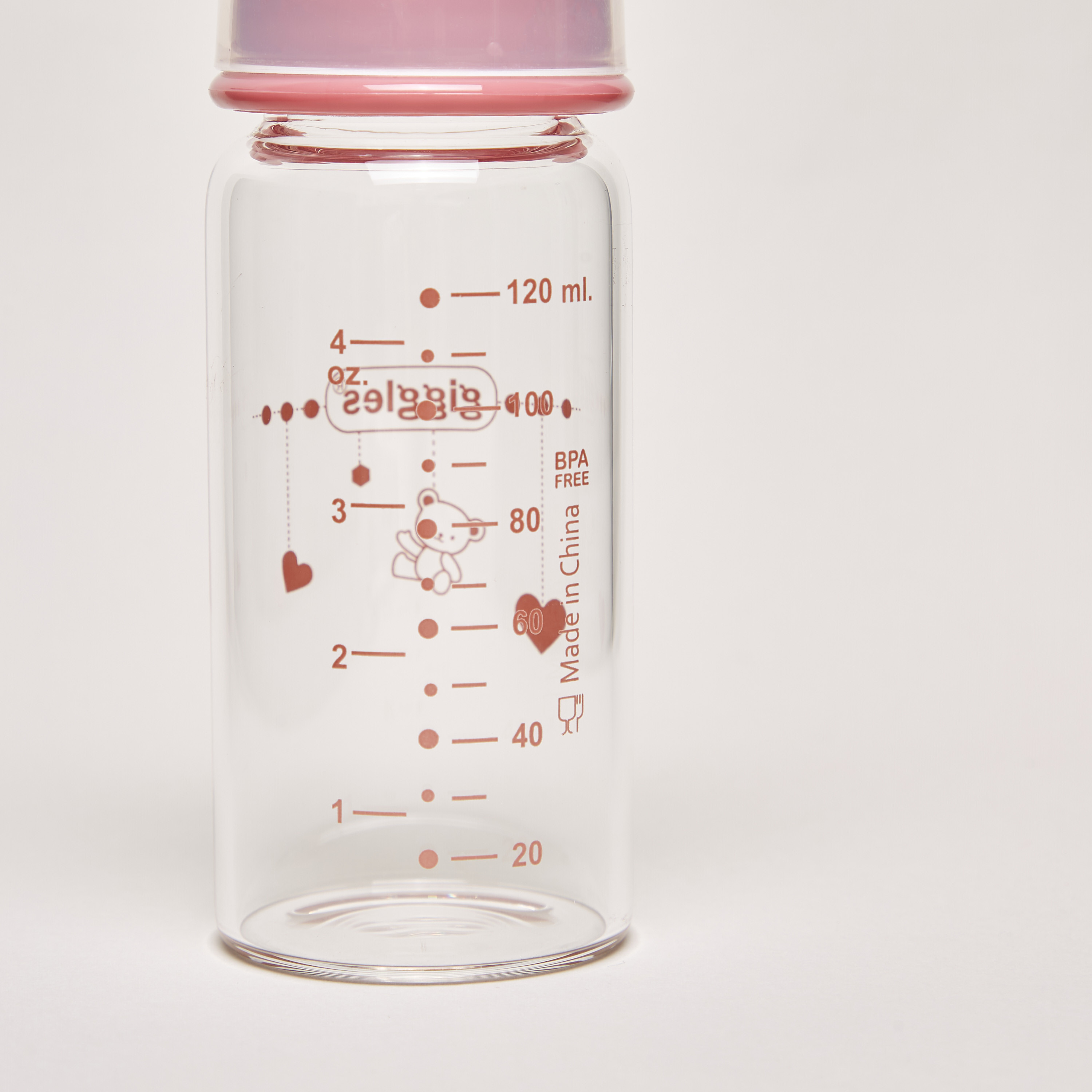 Giggles Printed Glass Feeding Bottle - 120 ml-baby-feeding-feedingbottles-bottlesandteats-image-3