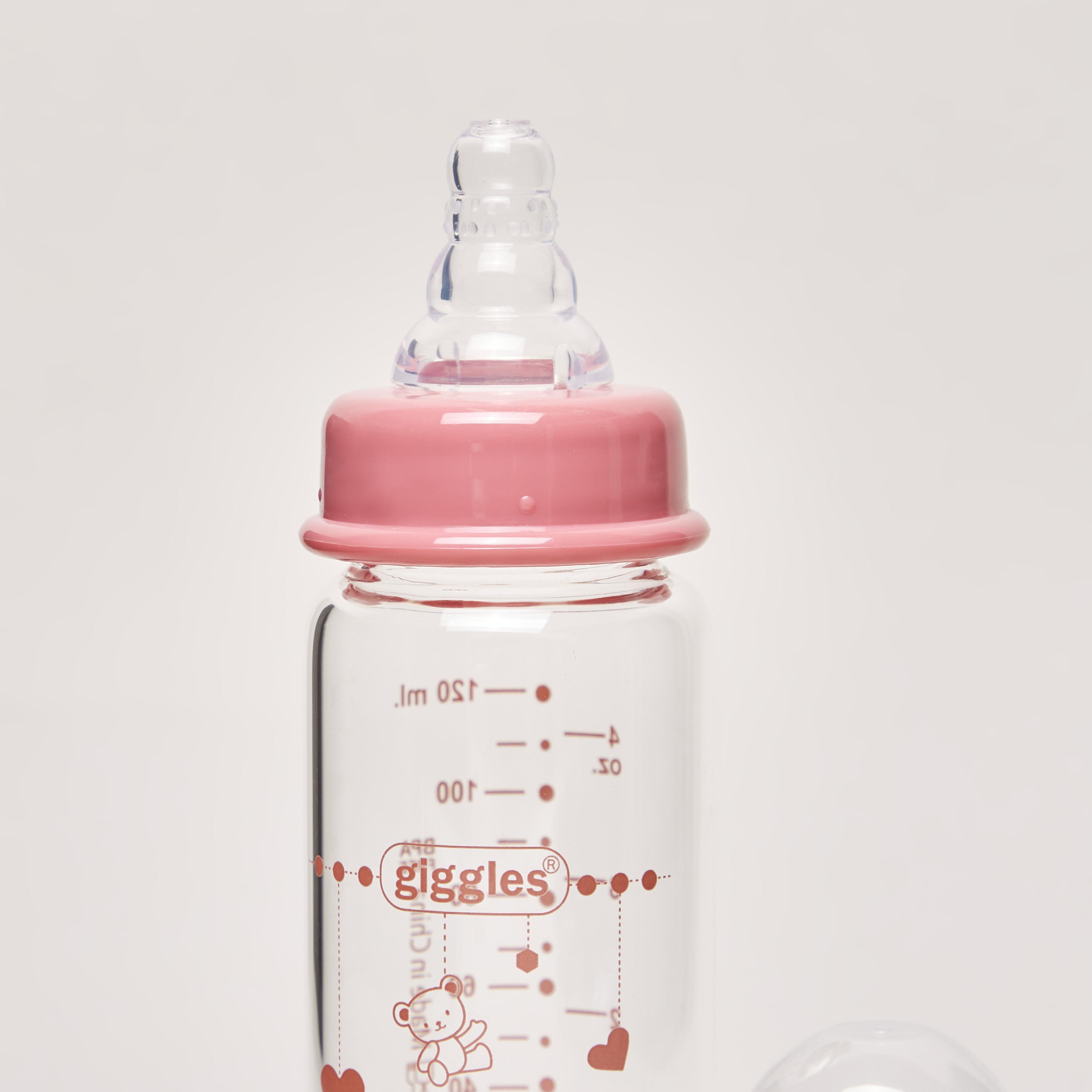 Giggles Printed Glass Feeding Bottle - 120 ml-baby-feeding-feedingbottles-bottlesandteats-image-4