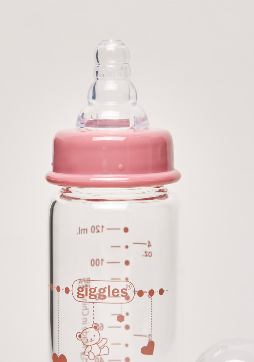 Giggles Printed Glass Feeding Bottle - 120 ml-Bottles and Teats-image-3
