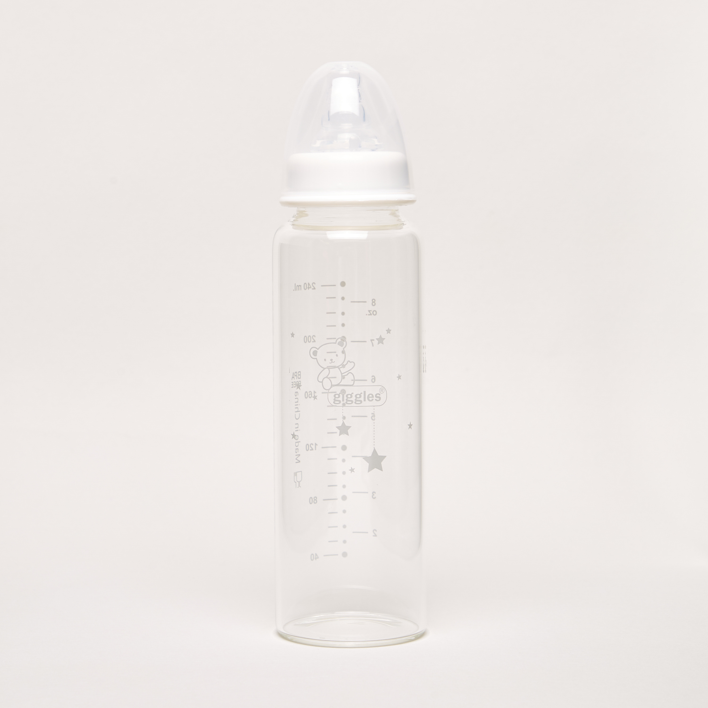 Giggles Glass Feeding Bottle - 240 ml-baby-feeding-feedingbottles-bottlesandteats-image-1