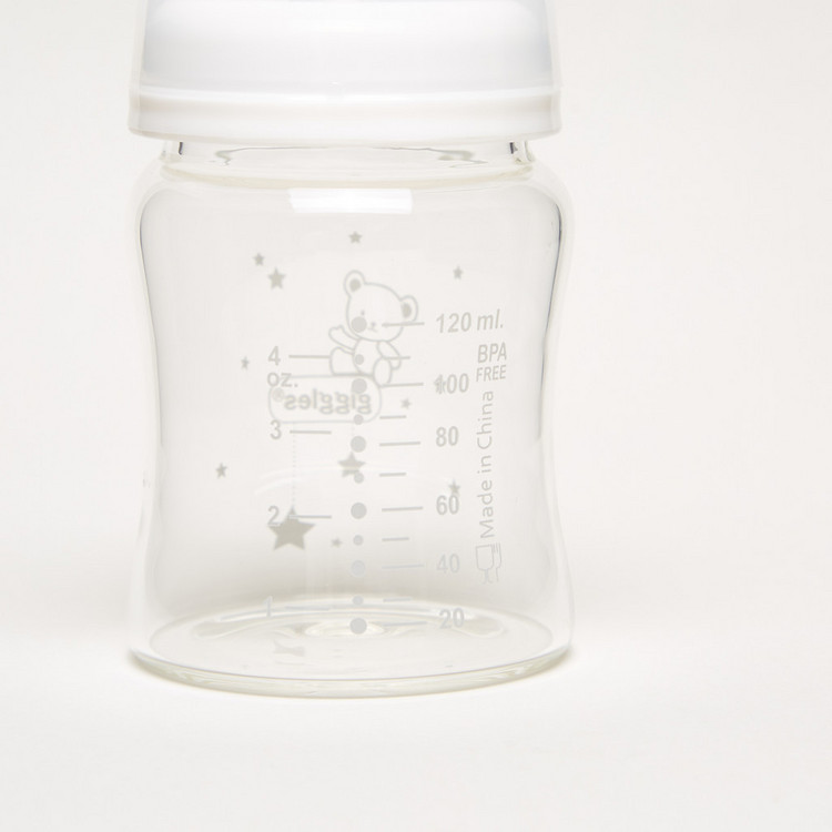 Giggles Printed Glass Feeding Bottle - 120 ml