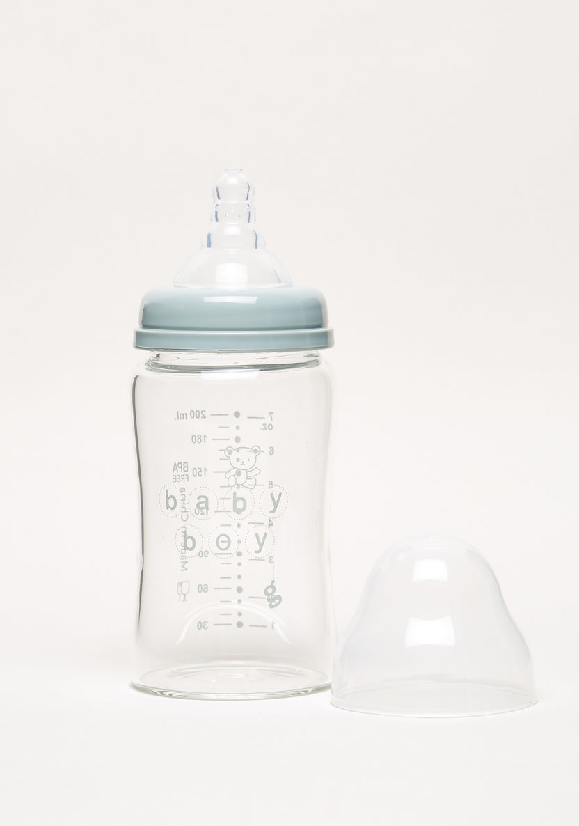 Giggles Printed Glass Feeding Bottle - 200 ml-Bottles and Teats-image-1