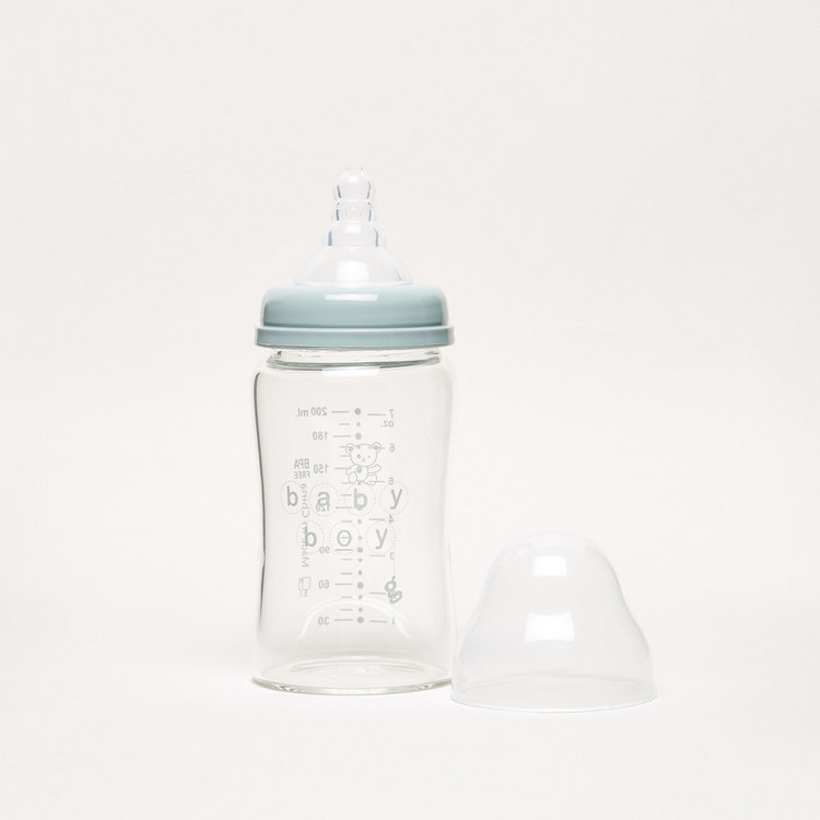 Giggles Printed Glass Feeding Bottle - 200 ml