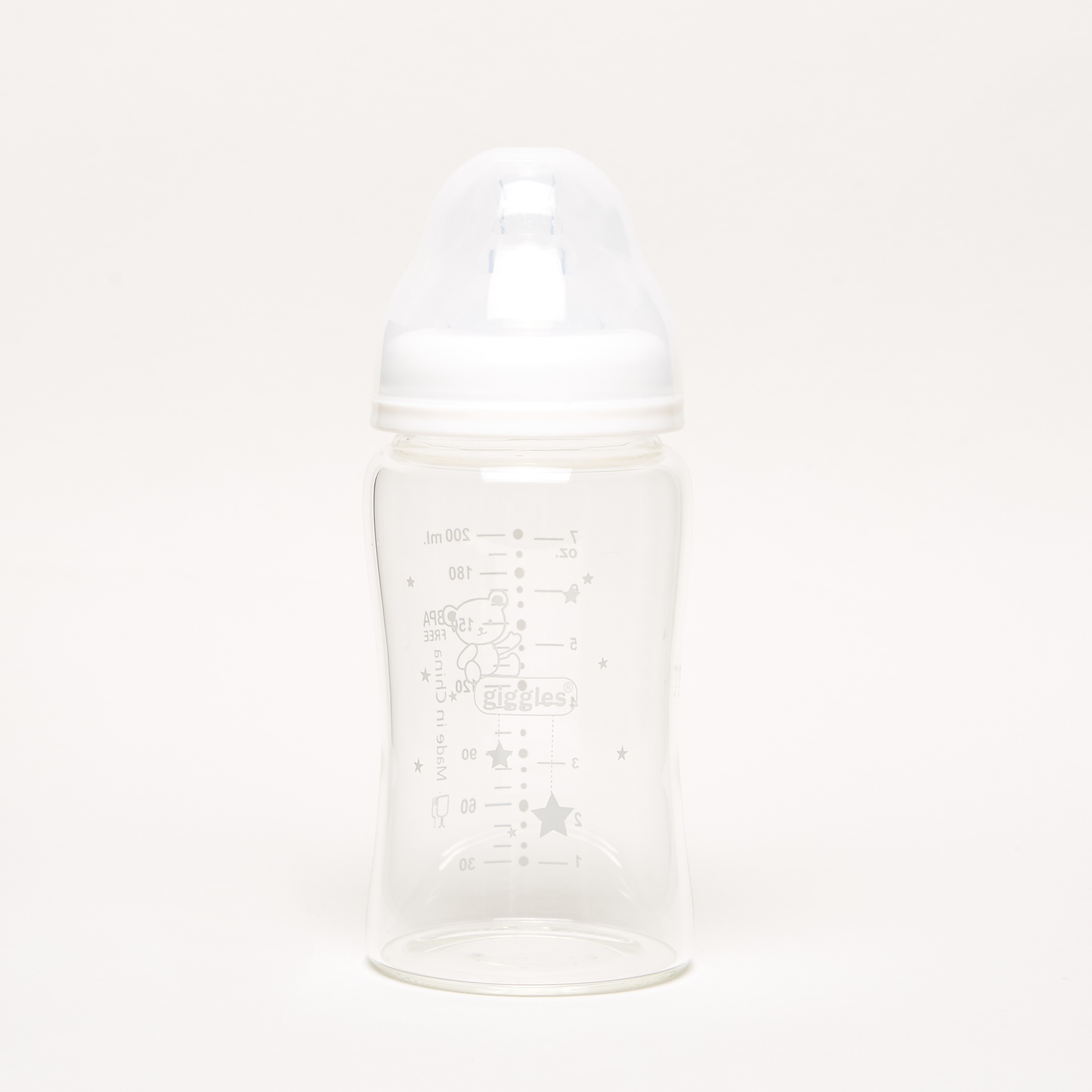 Giggles Printed Glass Feeding Bottle - 200 ml-baby-feeding-feedingbottles-bottlesandteats-image-1
