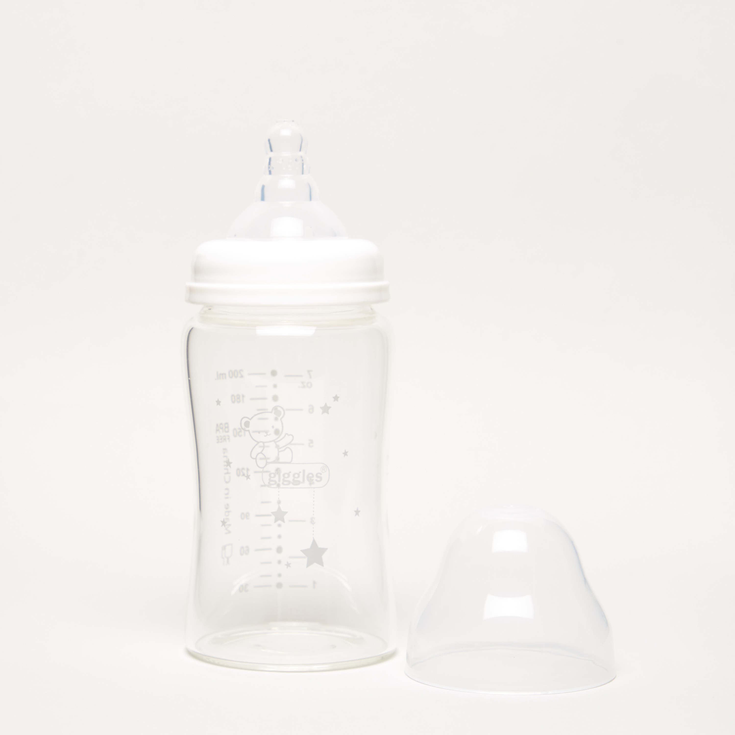 Giggles Printed Glass Feeding Bottle - 200 ml-baby-feeding-feedingbottles-bottlesandteats-image-2
