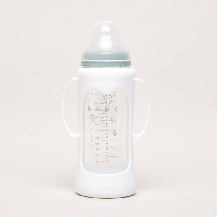 Giggles Glass Feeding Bottle with Cover - 250 ml