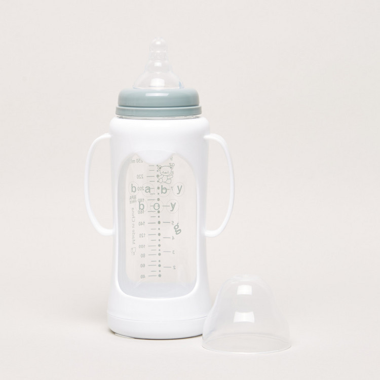 Giggles Glass Feeding Bottle with Cover - 250 ml