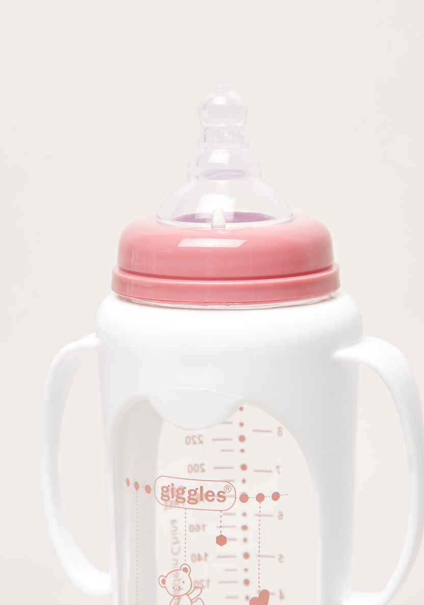 Giggles Printed Glass Feeding Bottle with Cover - 250 ml-Bottles and Teats-image-3