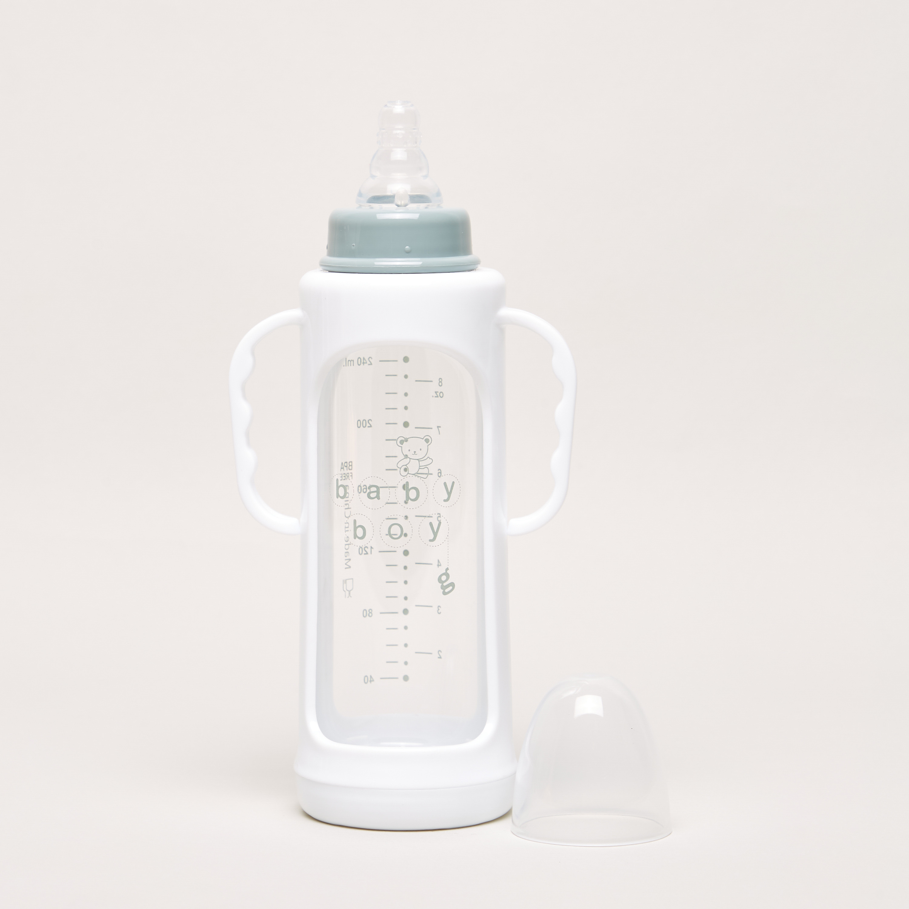 Giggles Printed Glass Feeding Bottle with Cover - 240 ml-baby-feeding-feedingbottles-bottlesandteats-image-2
