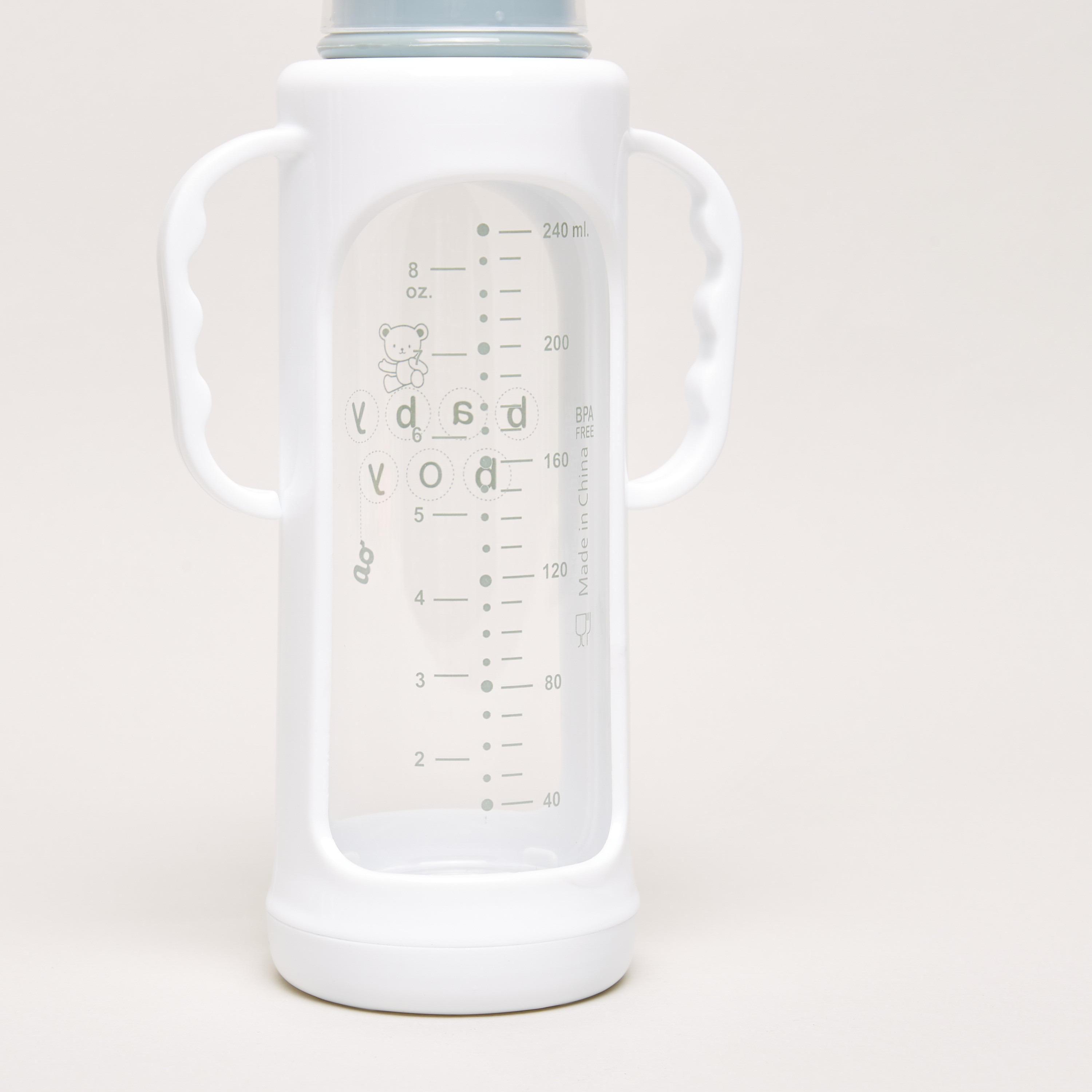 Giggles Printed Glass Feeding Bottle with Cover - 240 ml-baby-feeding-feedingbottles-bottlesandteats-image-3