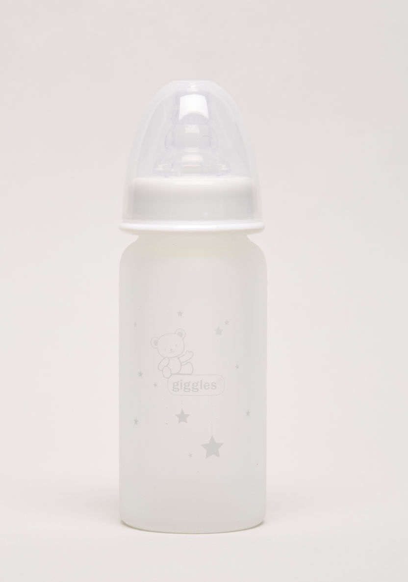 Giggles Glass Feeding Bottle with Silicone Sleeve - 120 ml-Bottle Covers-image-0