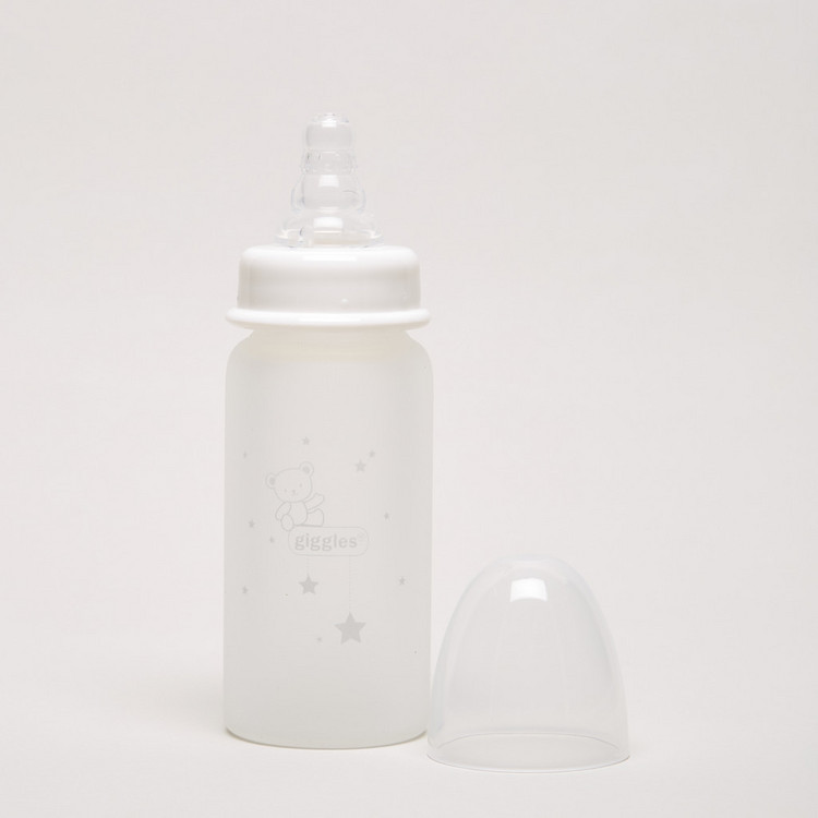 Giggles Glass Feeding Bottle with Silicone Sleeve - 120 ml