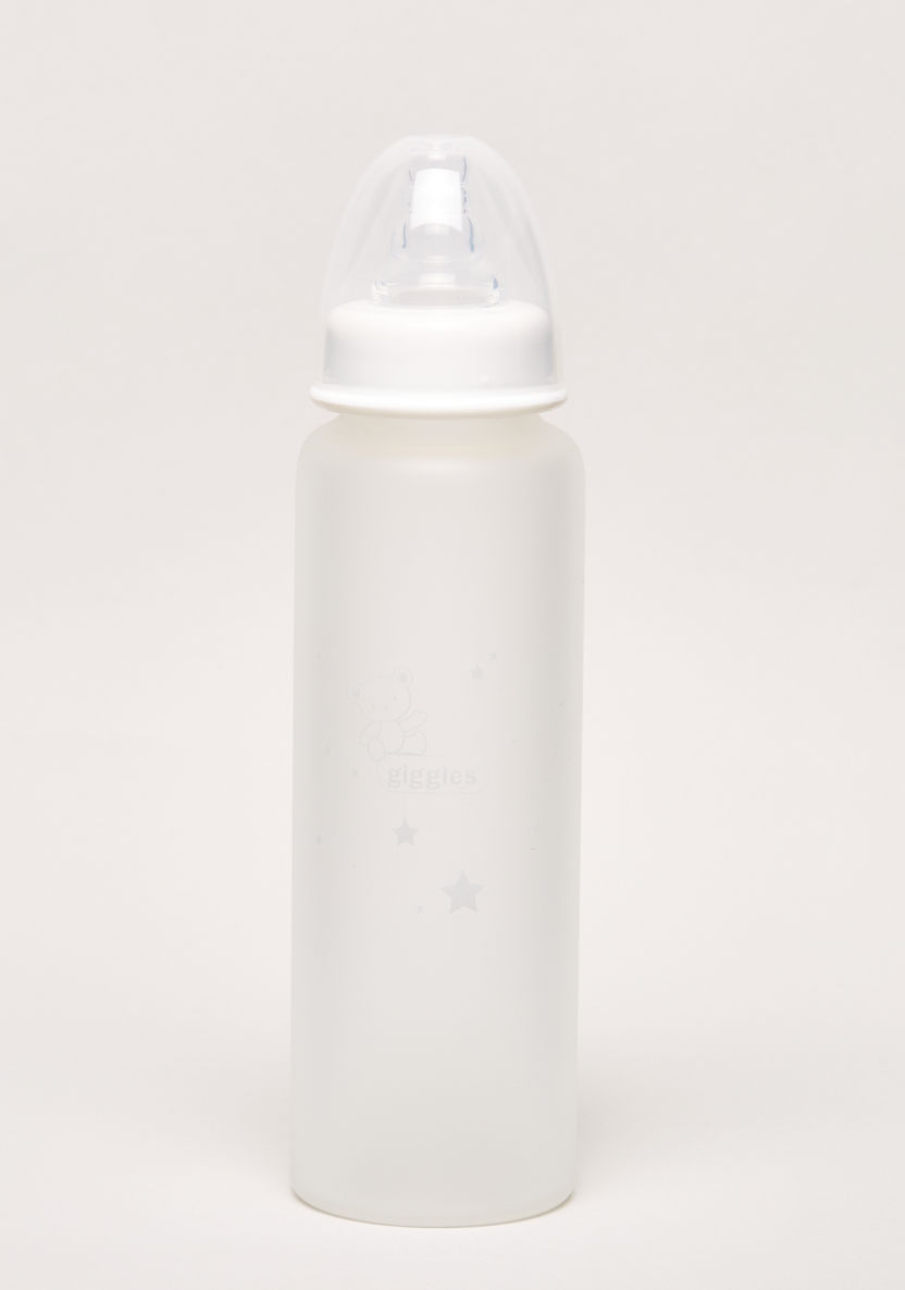 Giggles Printed Glass Feeding Bottle - 240 ml-Bottles and Teats-image-0