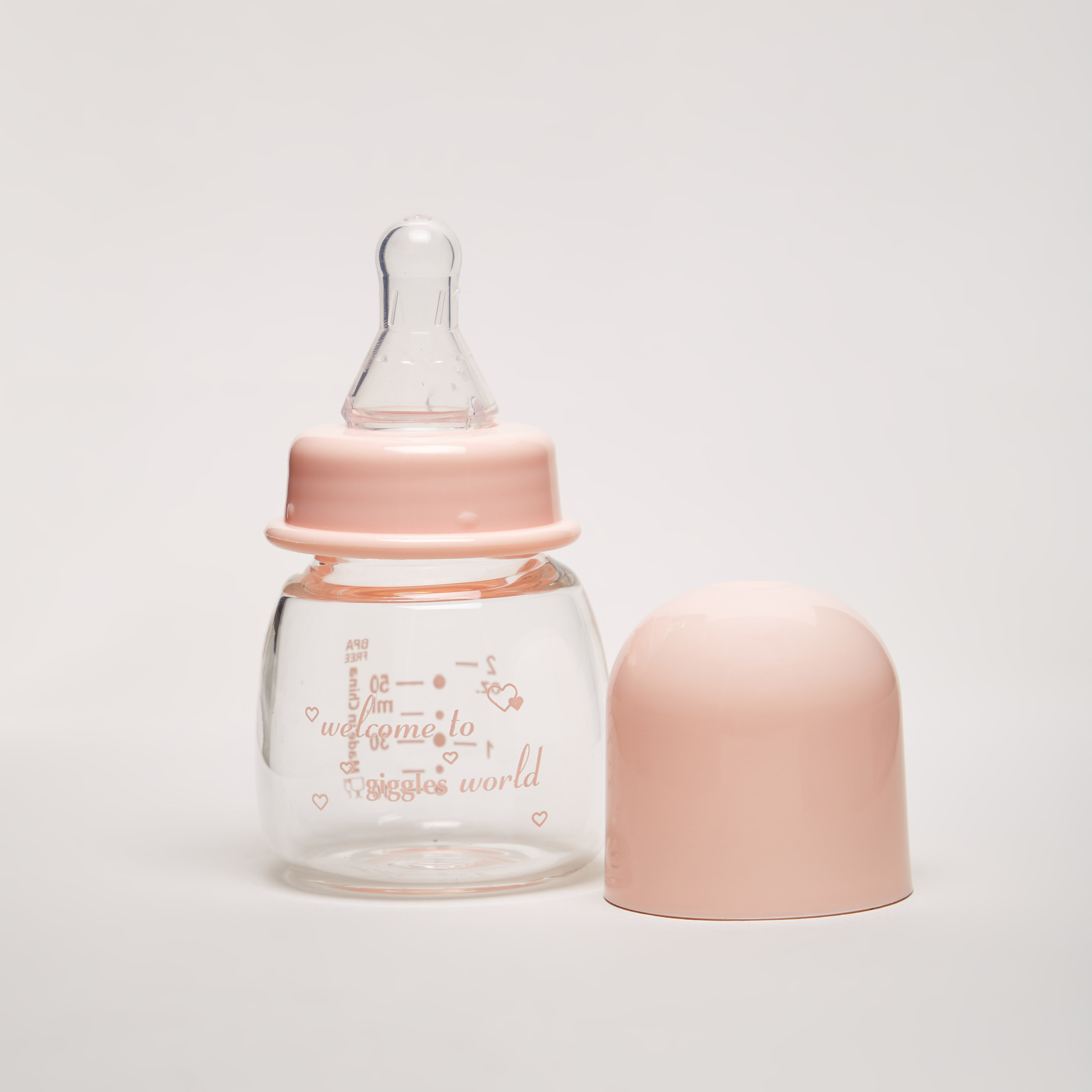 Giggles Printed Glass Feeding Bottle - 50 ml-baby-feeding-feedingbottles-bottlesandteats-image-2