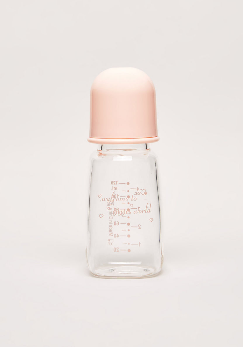 Giggles Glass Feeding Bottle with Cap - 120 ml-Bottles and Teats-image-0