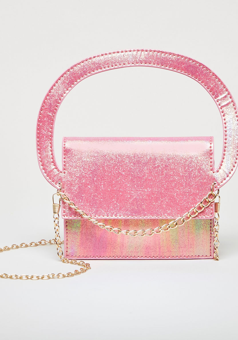 Charmz Glitter Accent Crossbody Bag with Metallic Chain-Bags and Backpacks-image-0