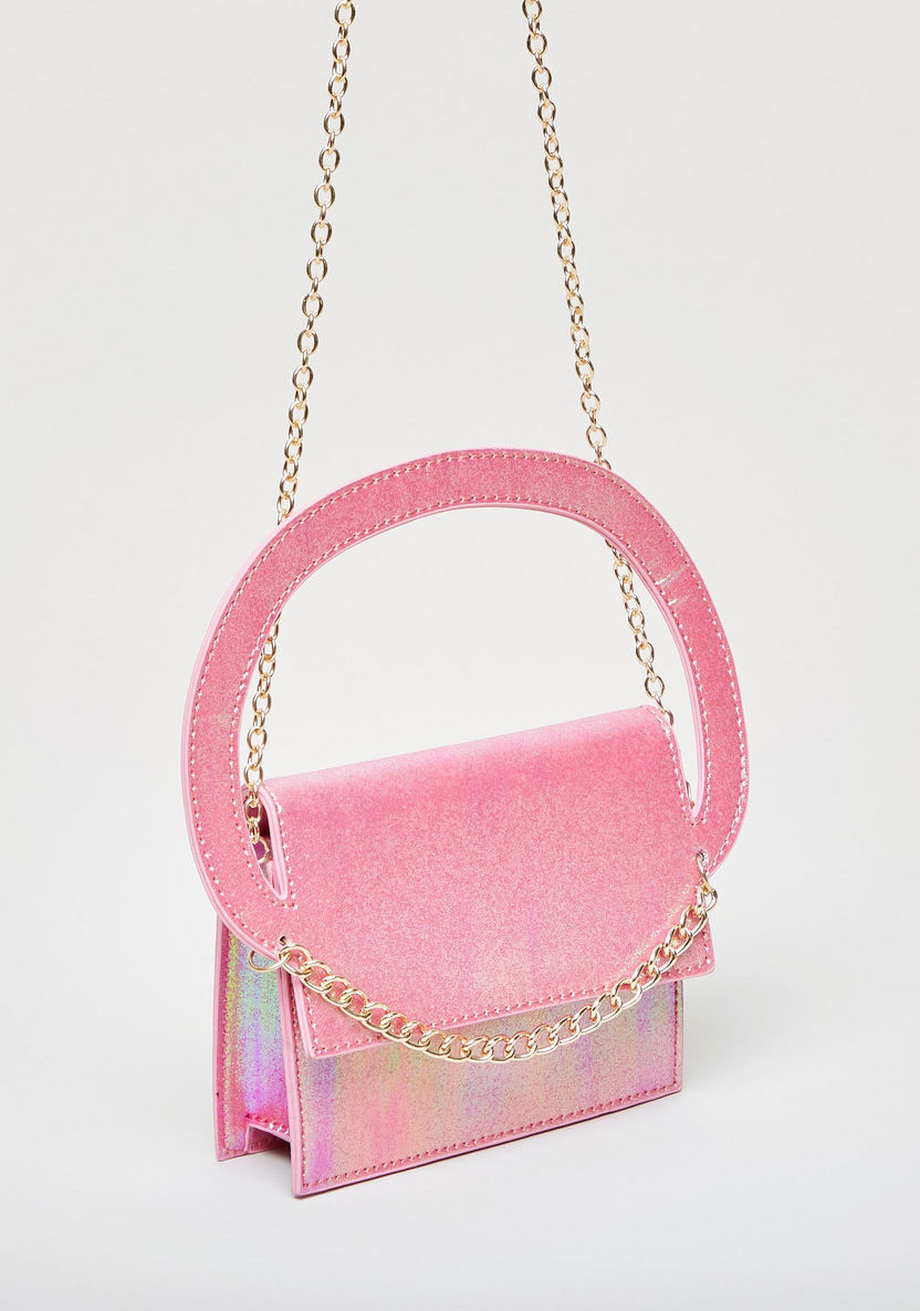 Charmz Glitter Accent Crossbody Bag with Metallic Chain-Bags and Backpacks-image-1