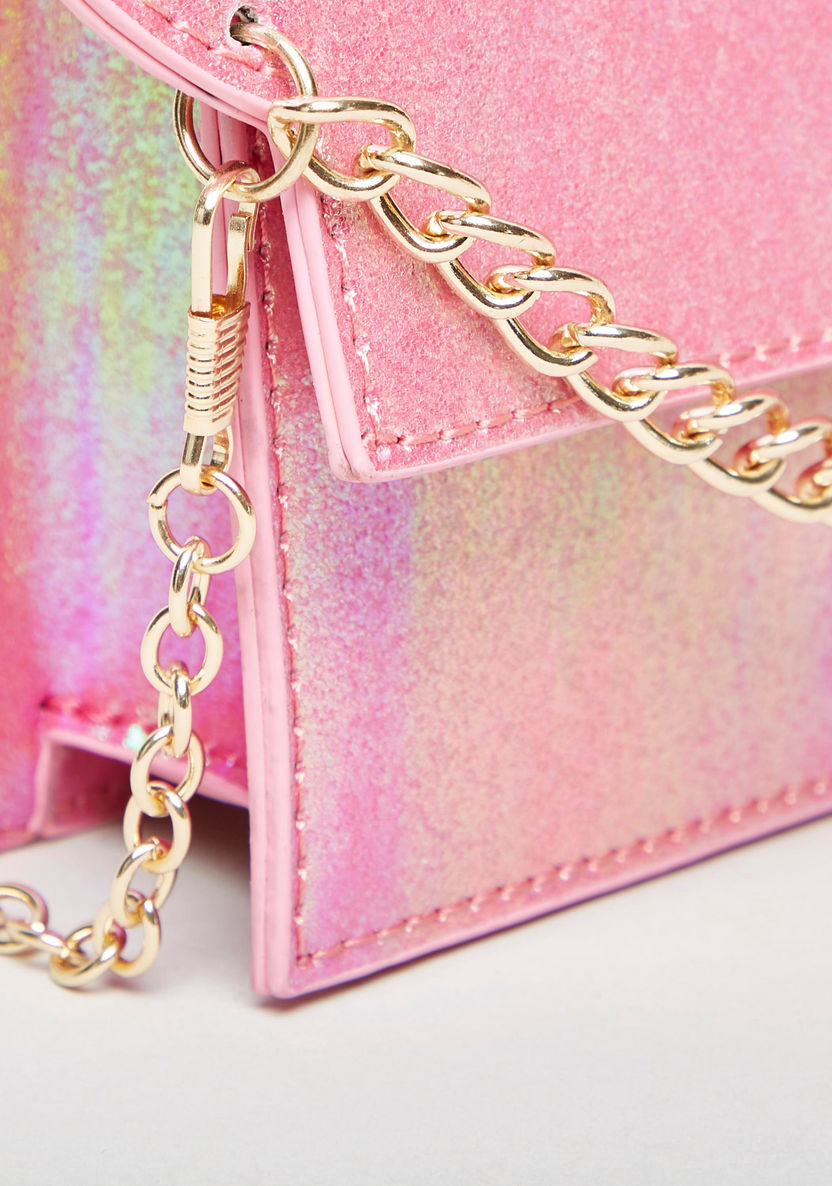 Charmz Glitter Accent Crossbody Bag with Metallic Chain-Bags and Backpacks-image-2