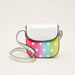 Charmz Polka Dot Print Satchel Bag with Glitter Detail and Zip Closure-Bags and Backpacks-thumbnail-0