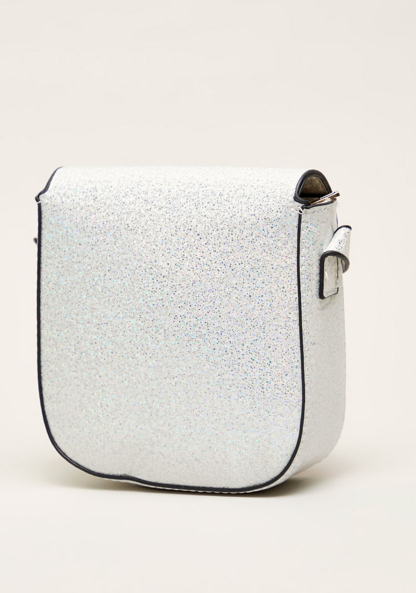 Charmz Polka Dot Print Satchel Bag with Glitter Detail and Zip Closure-Bags and Backpacks-image-2