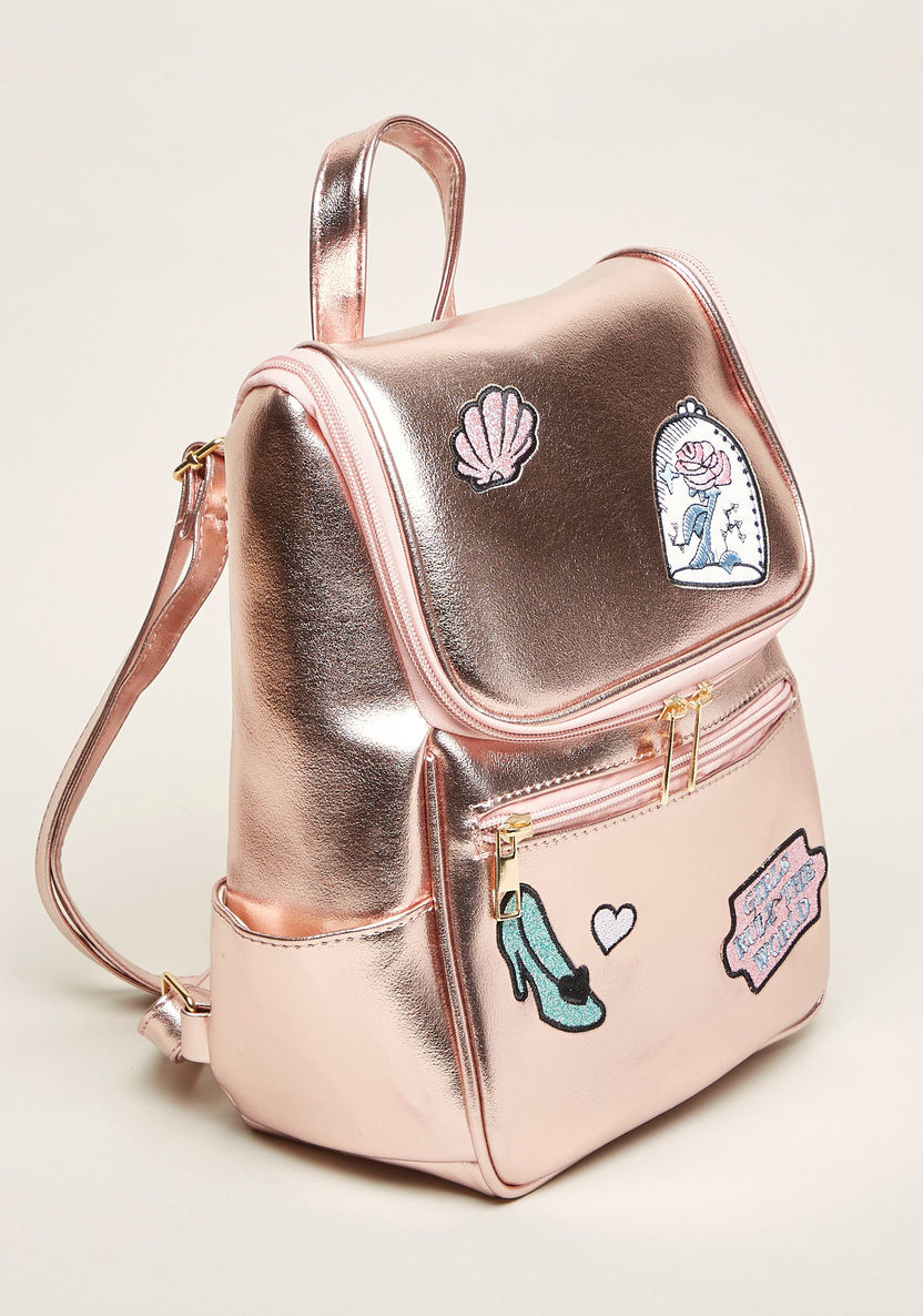 Charmz Glitter Accent Backpack with Embroidered Detail and Zip Closure-Bags and Backpacks-image-2