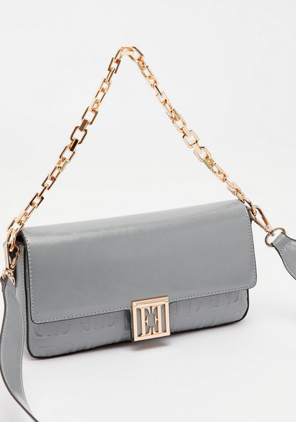 ELLE Embossed Crossbody Bag with Detachable Strap and Flap Closure-Women%27s Handbags-image-2
