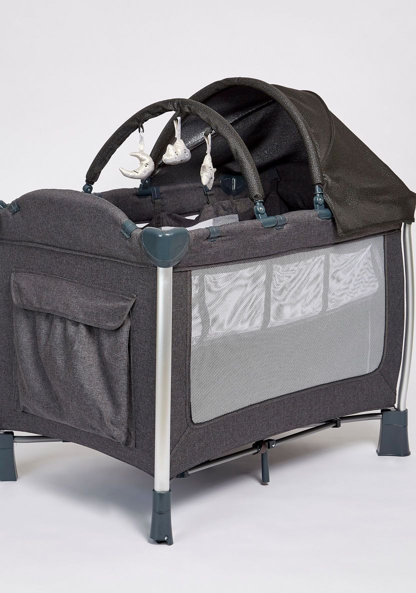 Giggles Bedford Black Foldable Travel Cot with Attached Play Toys (Upto 3 years) -Travel Cots-image-0
