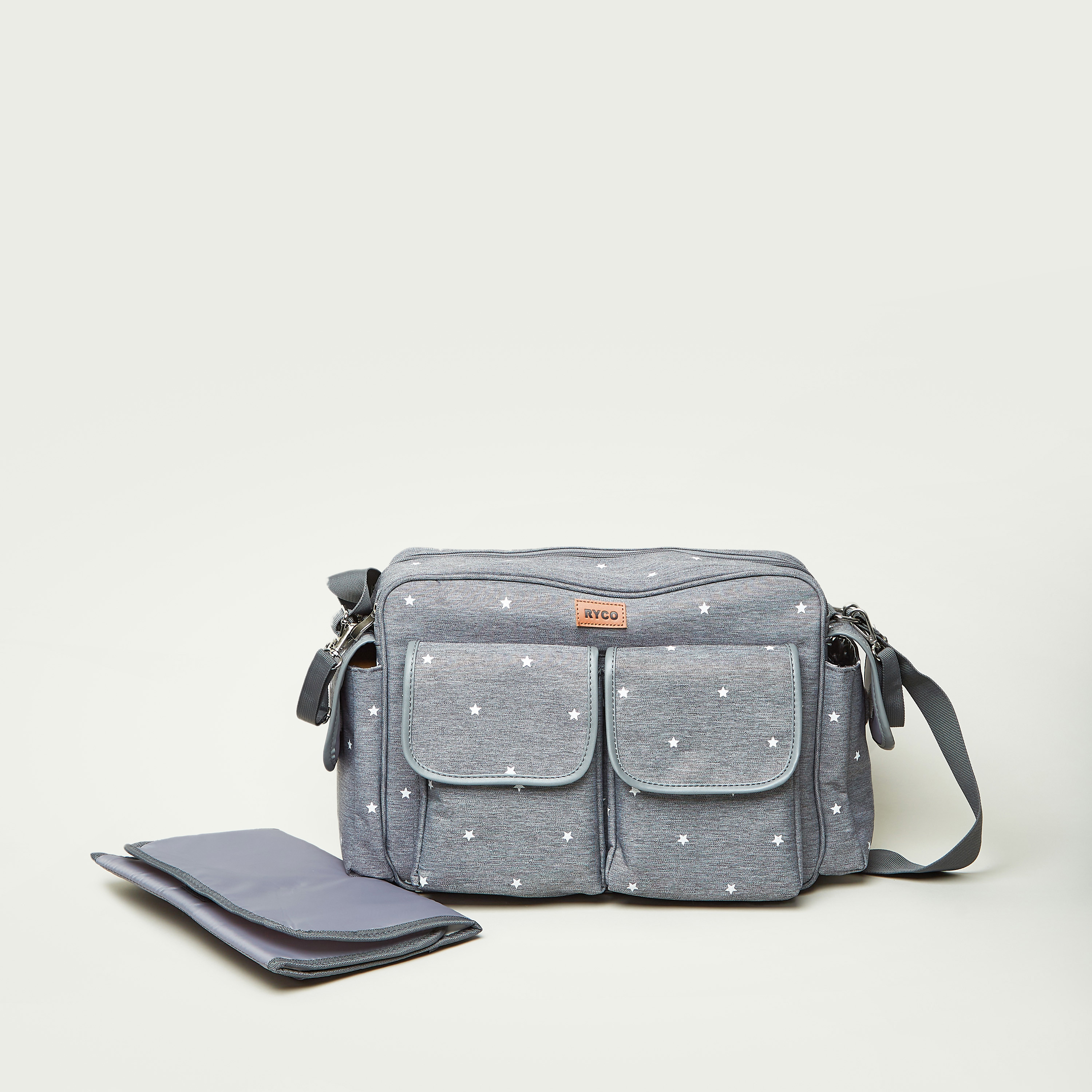 شنطة حفّاضات بطبعات مع مفرش للتغيير من ريكو-baby-gear-diaperbags-image-1
